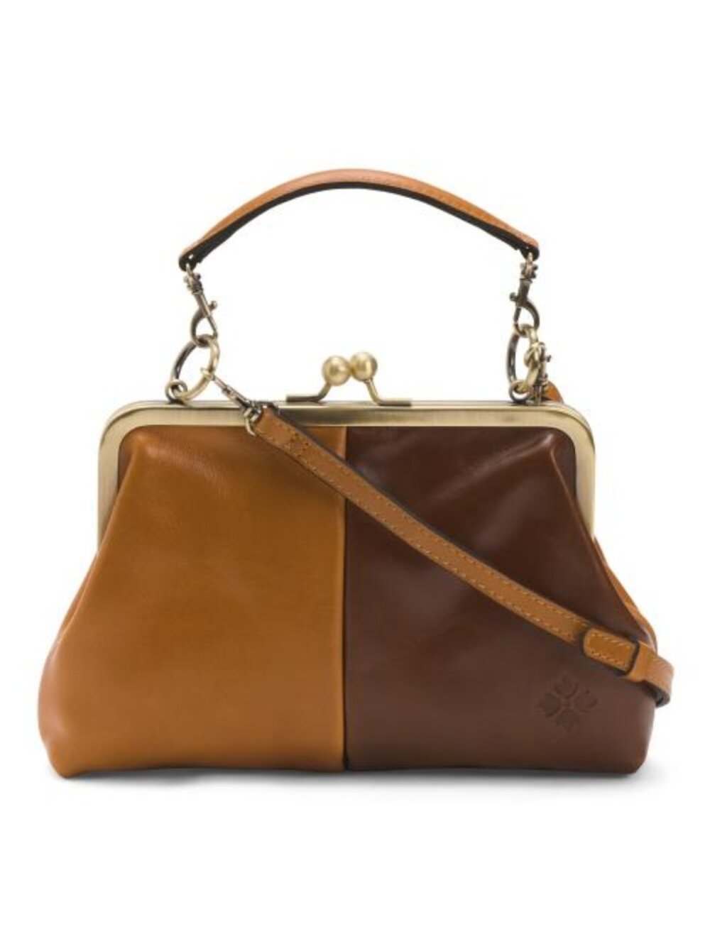 PATRICIA NASH Leather Vione Color Block Small Kiss Lock Frame Crossbody